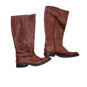Kohls LCHUNTER COGNAC Women's Brown Buckle Zip Boots Sz 8